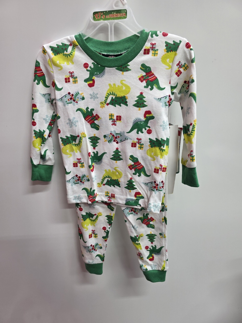 Toddler Green Holiday Dinosaur Pajama Set
